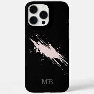 black abstract name initials monogram  iPhone 16 pro max case