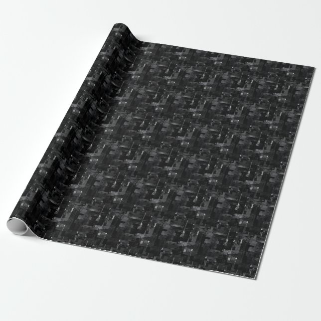 Black Abstract Paint  Wrapping Paper (Unrolled)