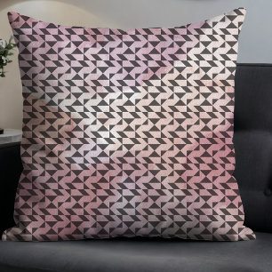Black Abstract Patten Pink Watercolor Background Throw Pillow