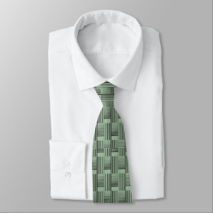 Black Abstract Weave On Sage Tie