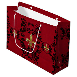 Black Acanthus on Red Large Gift Bag