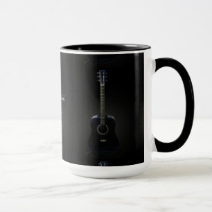 Black Acoustic Guitar Customizable Mug