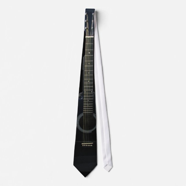 Black Acoustic Guitar Music Tie (Front)