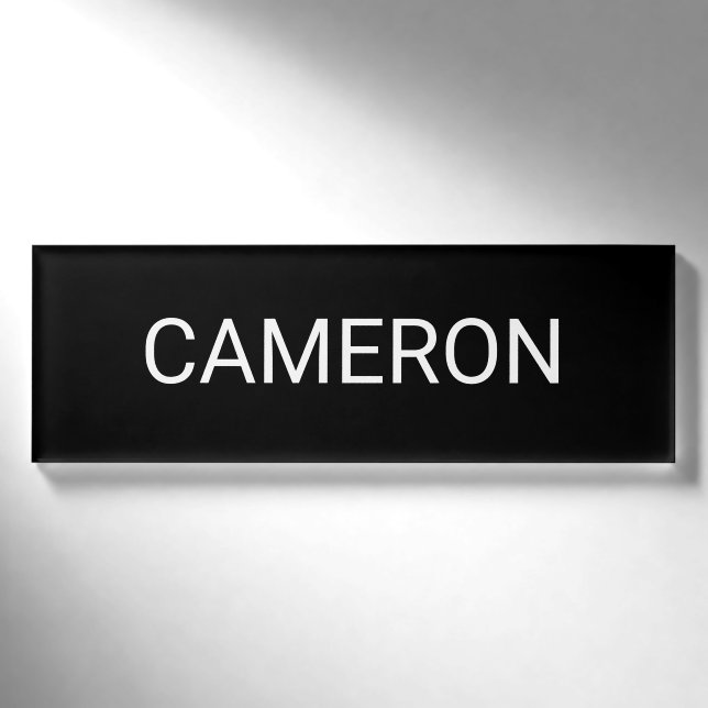 Black Acrylic Name Tag Professional Badge Magnetic (Front)