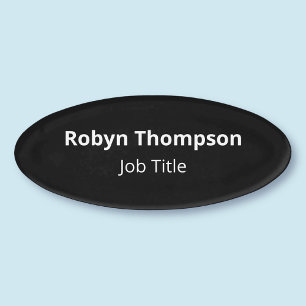 Black Acrylic Oval Name Tag No Logo Professional