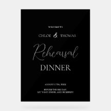 Black Acrylic Rehearsal Dinner Welcome Sign