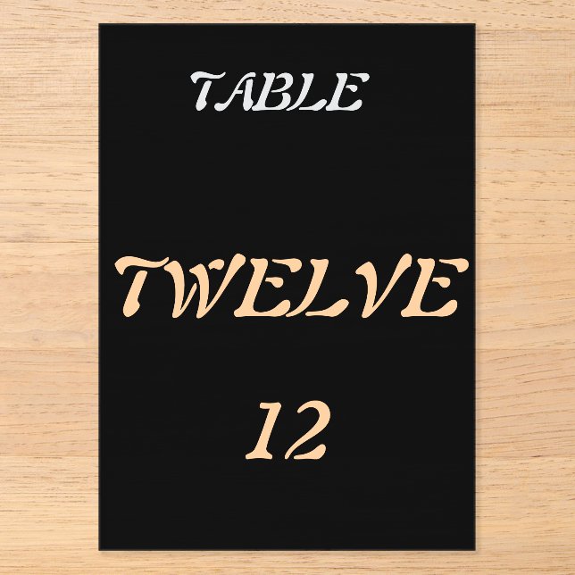 Black Acrylic Table Numbers (Front)