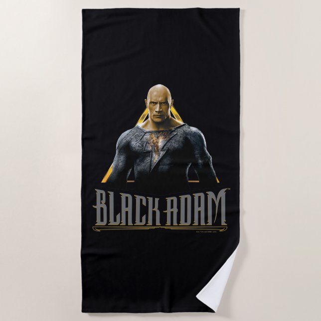 Black Adam Character and Name Graphic Beach Towel (Front)