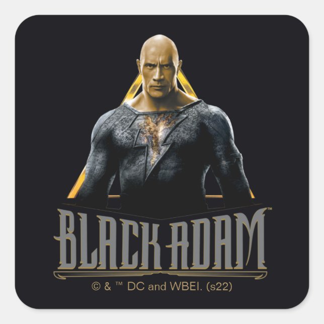 Black Adam Character and Name Graphic Square Sticker (Front)