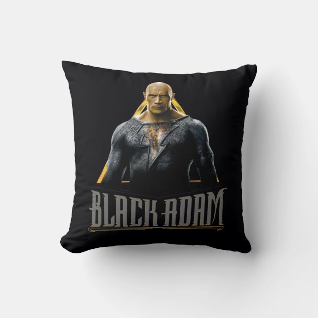 Black Adam Character and Name Graphic Throw Pillow (Front)