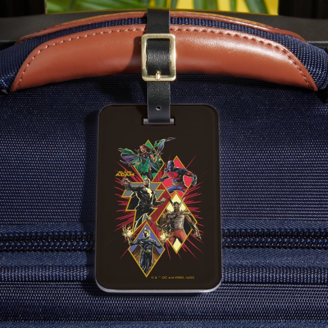 Black Adam Character Diamond Burst Graphic Luggage Tag (Front Insitu 2)