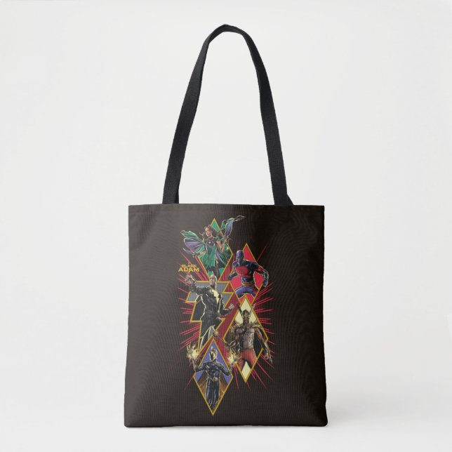 Black Adam Character Diamond Burst Graphic Tote Bag (Front)