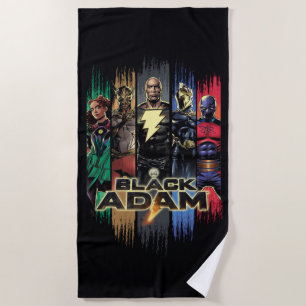 Black Adam Characters In Stripes Graphic Beach Towel