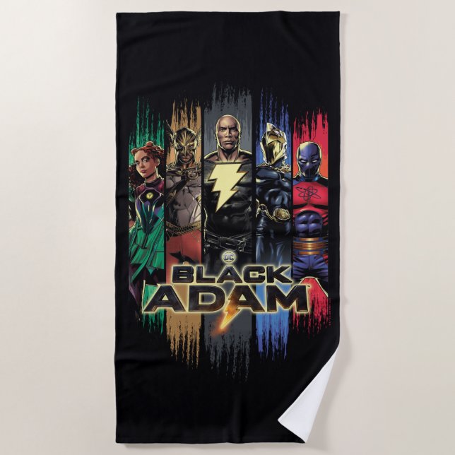 Black Adam Characters In Stripes Graphic Beach Towel (Front)