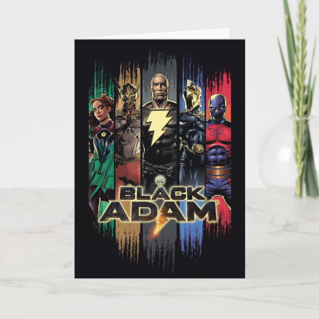 Black Adam Characters In Stripes Graphic Card (Front)