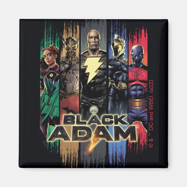 Black Adam Characters In Stripes Graphic Magnet (Front)