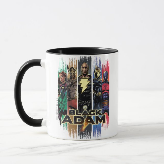 Black Adam Characters In Stripes Graphic Mug (Left)