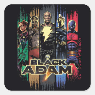 Black Adam Characters In Stripes Graphic Square Sticker