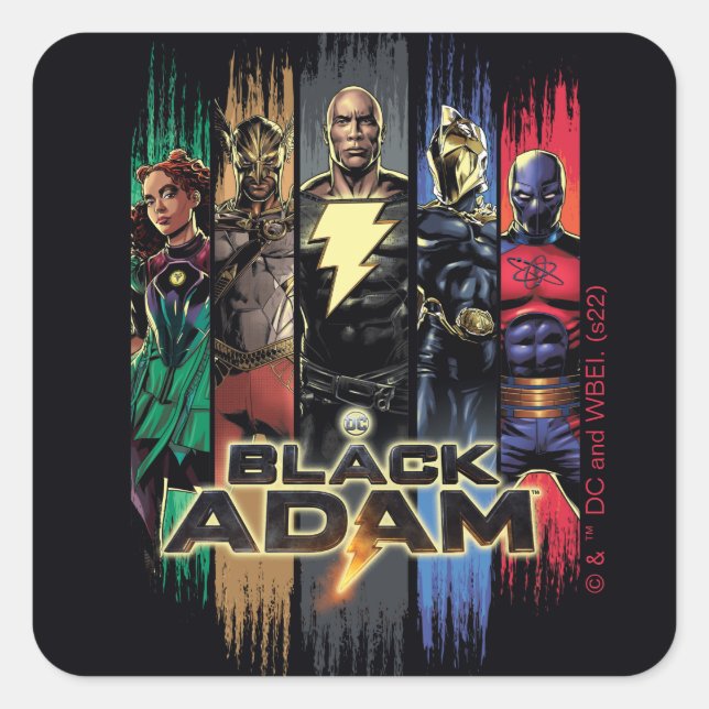 Black Adam Characters In Stripes Graphic Square Sticker (Front)