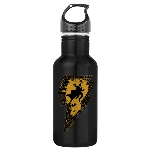 Black Adam Distressed Lightning Bolt Graphic 532 Ml Water Bottle (Front)