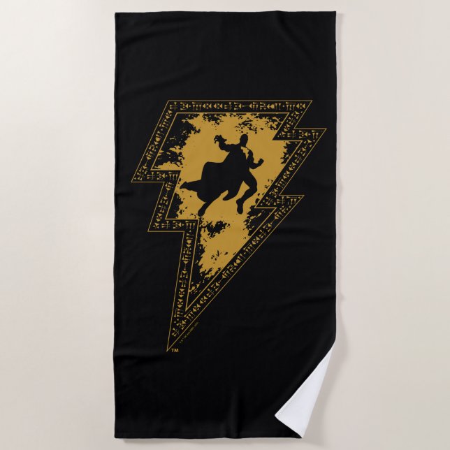 Black Adam Distressed Lightning Bolt Graphic Beach Towel (Front)