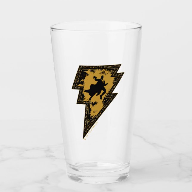 Black Adam Distressed Lightning Bolt Graphic Glass (Front)