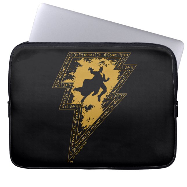 Black Adam Distressed Lightning Bolt Graphic Laptop Sleeve (Front)