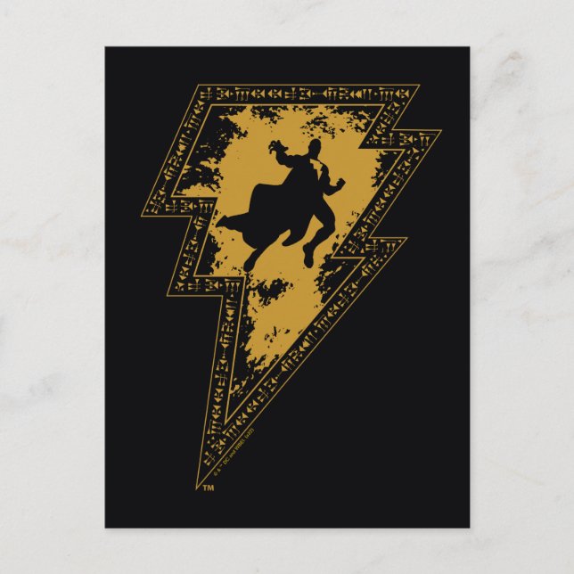 Black Adam Distressed Lightning Bolt Graphic Postcard (Front)