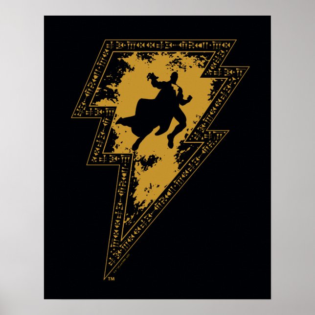 Black Adam Distressed Lightning Bolt Graphic Poster (Front)