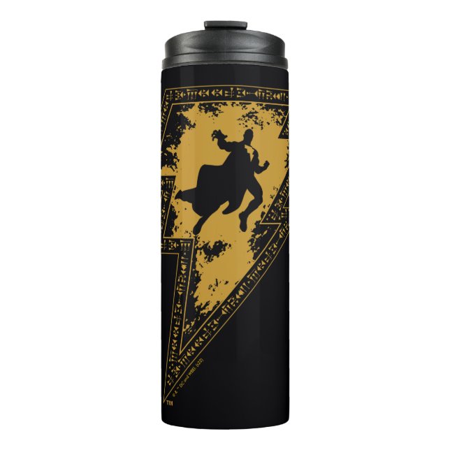 Black Adam Distressed Lightning Bolt Graphic Thermal Tumbler (Front)
