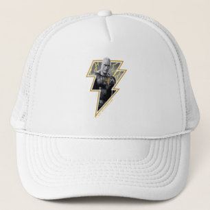 Black Adam Gray and Gold Lightning Graphic Trucker Hat