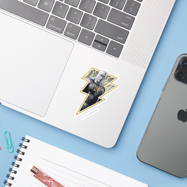 Black Adam Grey and Gold Lightning Graphic (Laptop w/ iPhone)