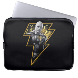 Black Adam Grey and Gold Lightning Graphic Laptop Sleeve
