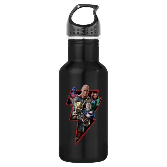 Black Adam Group Lightning Graphic 532 Ml Water Bottle (Front)