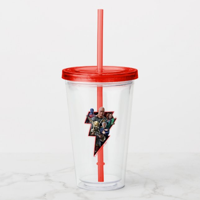 Black Adam Group Lightning Graphic Acrylic Tumbler (Front)