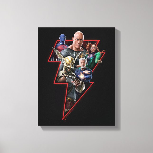 Black Adam Group Lightning Graphic Canvas Print (Front)