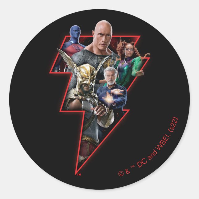 Black Adam Group Lightning Graphic Classic Round Sticker (Front)