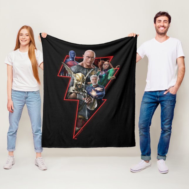 Black Adam Group Lightning Graphic Fleece Blanket (In Situ)