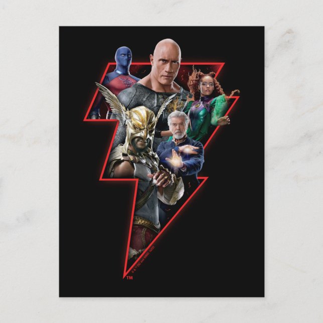 Black Adam Group Lightning Graphic Postcard (Front)