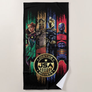 Black Adam Justice Society Heroes In Stripes Beach Towel