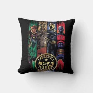 Black Adam Justice Society Heroes In Stripes Throw Pillow