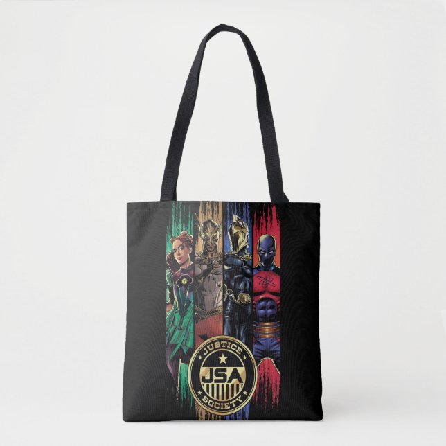Black Adam Justice Society Heroes In Stripes Tote Bag (Front)