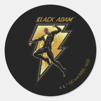 Black Adam Lightning Bolt Character Illustration Classic Round Sticker