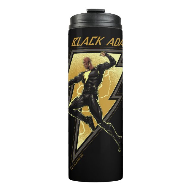 Black Adam Lightning Bolt Character Illustration Thermal Tumbler (Front)