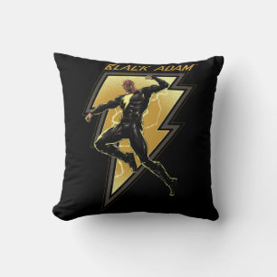 Black Adam Lightning Bolt Character Illustration Throw Pillow