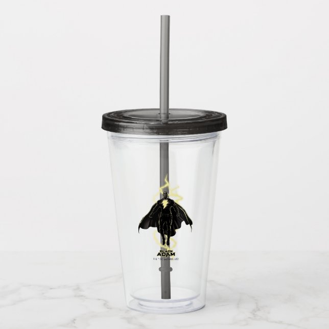 Black Adam Lightning Silhouette Graphic Acrylic Tumbler (Front)