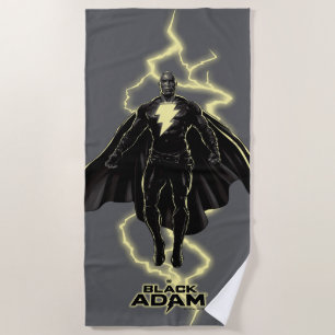 Black Adam Lightning Silhouette Graphic Beach Towel