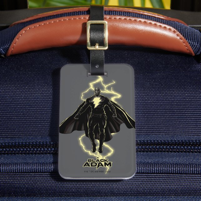Black Adam Lightning Silhouette Graphic Luggage Tag (Front Insitu 2)