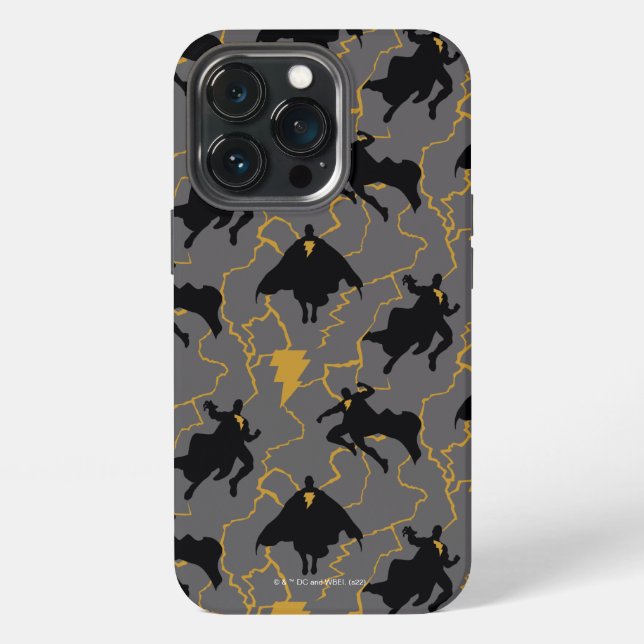 Black Adam Lightning Silhouette Pattern iPhone Case (Back)