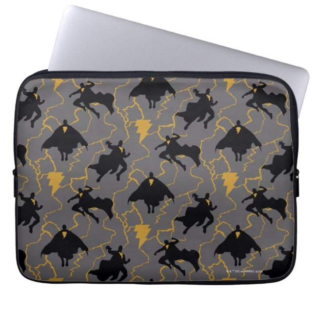 Black Adam Lightning Silhouette Pattern Laptop Sleeve (Front)